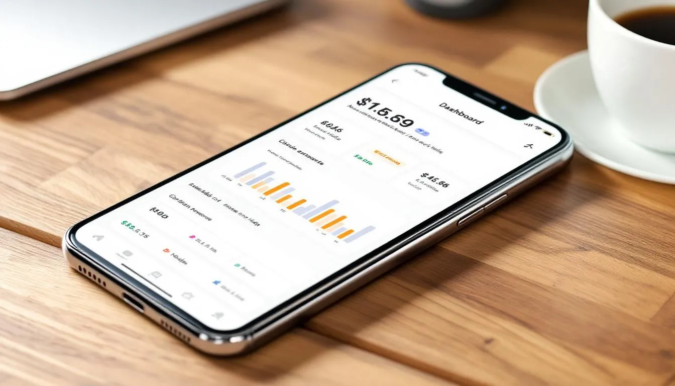 A mobile phone displays a responsive SaaS website featuring a clean interface, clear navigation, and engaging visuals. The design emphasizes user-friendly elements and transparent pricing, making it a great example of effective SaaS website design aimed at potential customers.