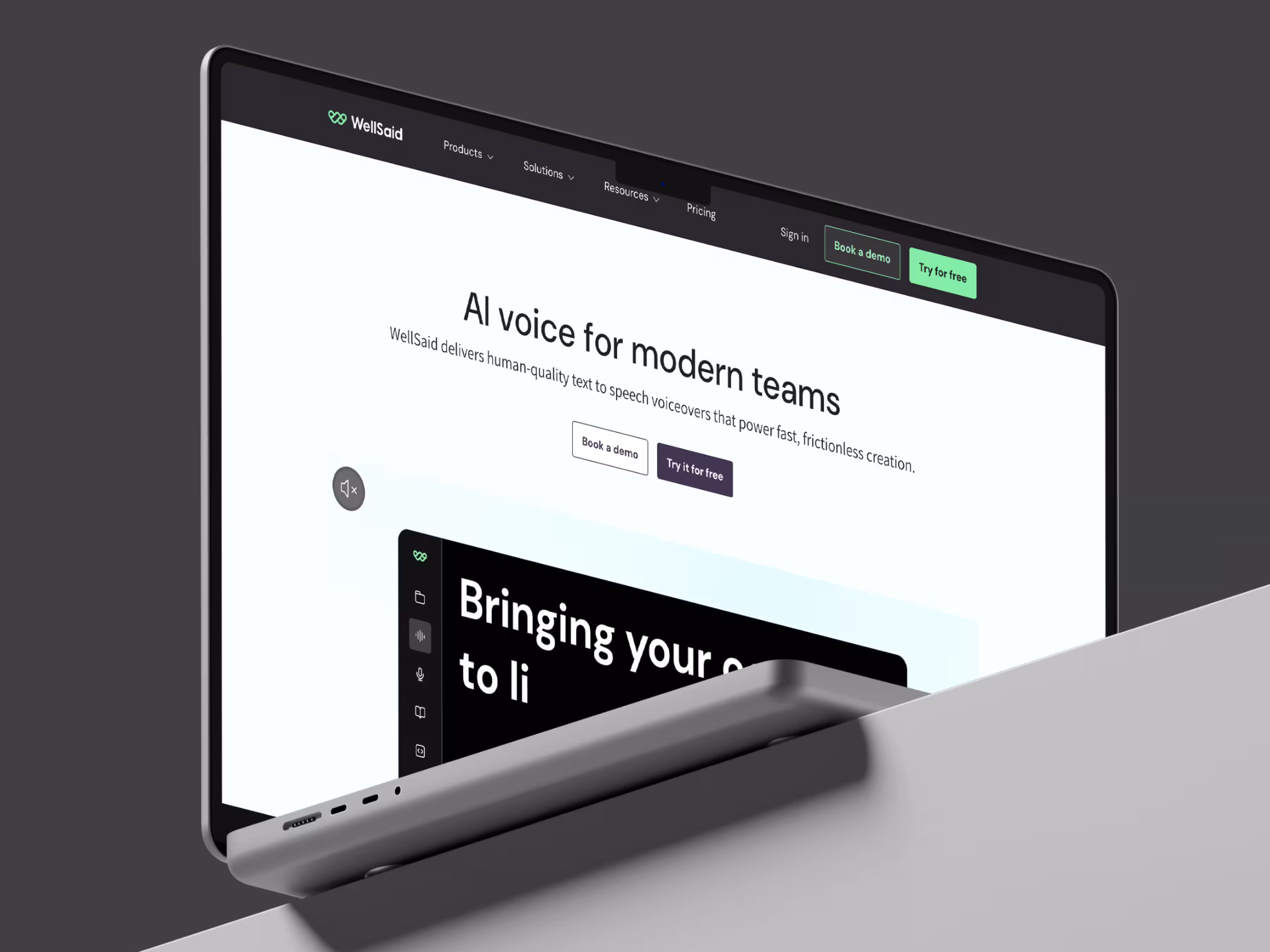 WellSaid website designed by L&S Creative
