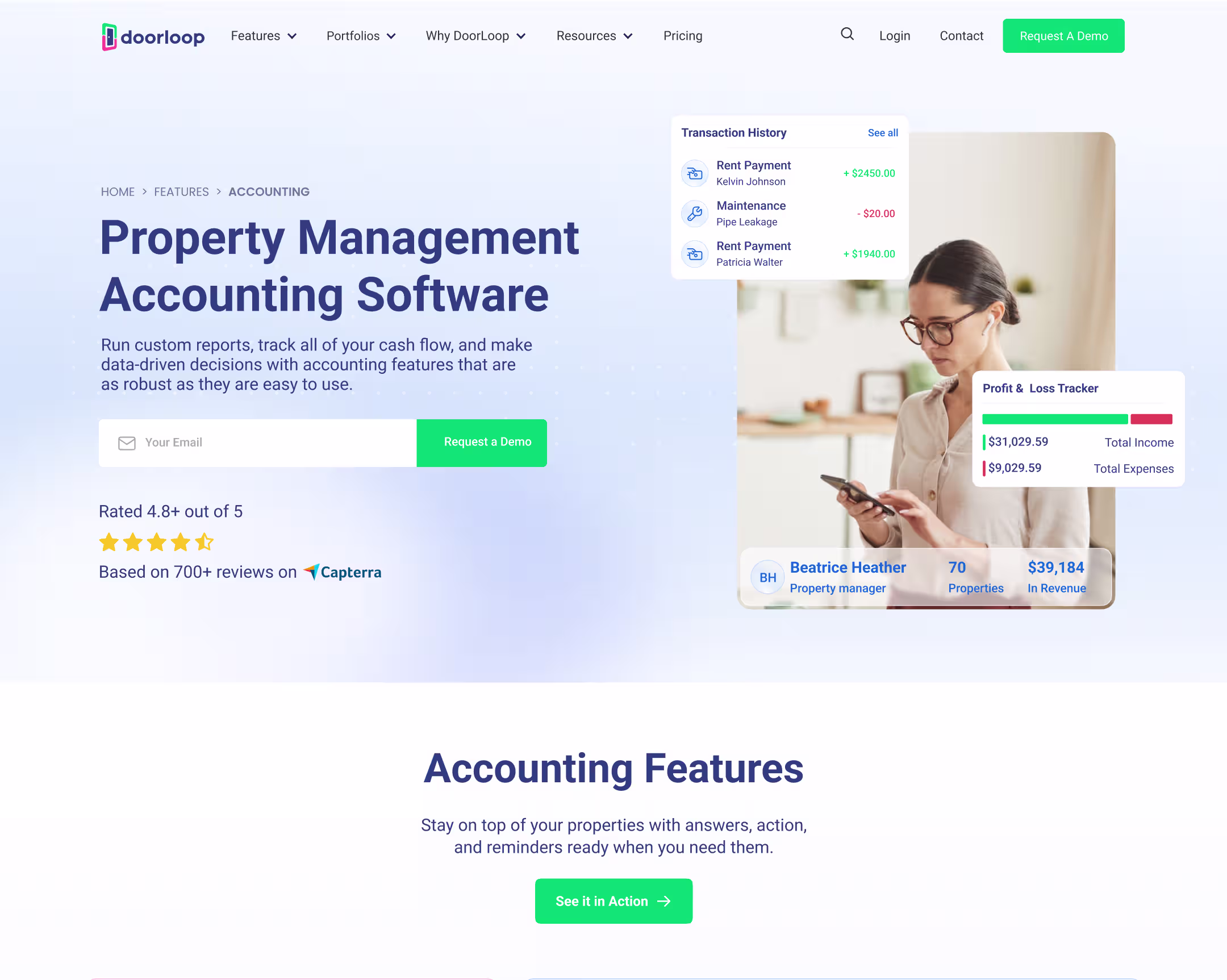 DoorLoop property management accounting software page designed by L&S Creative