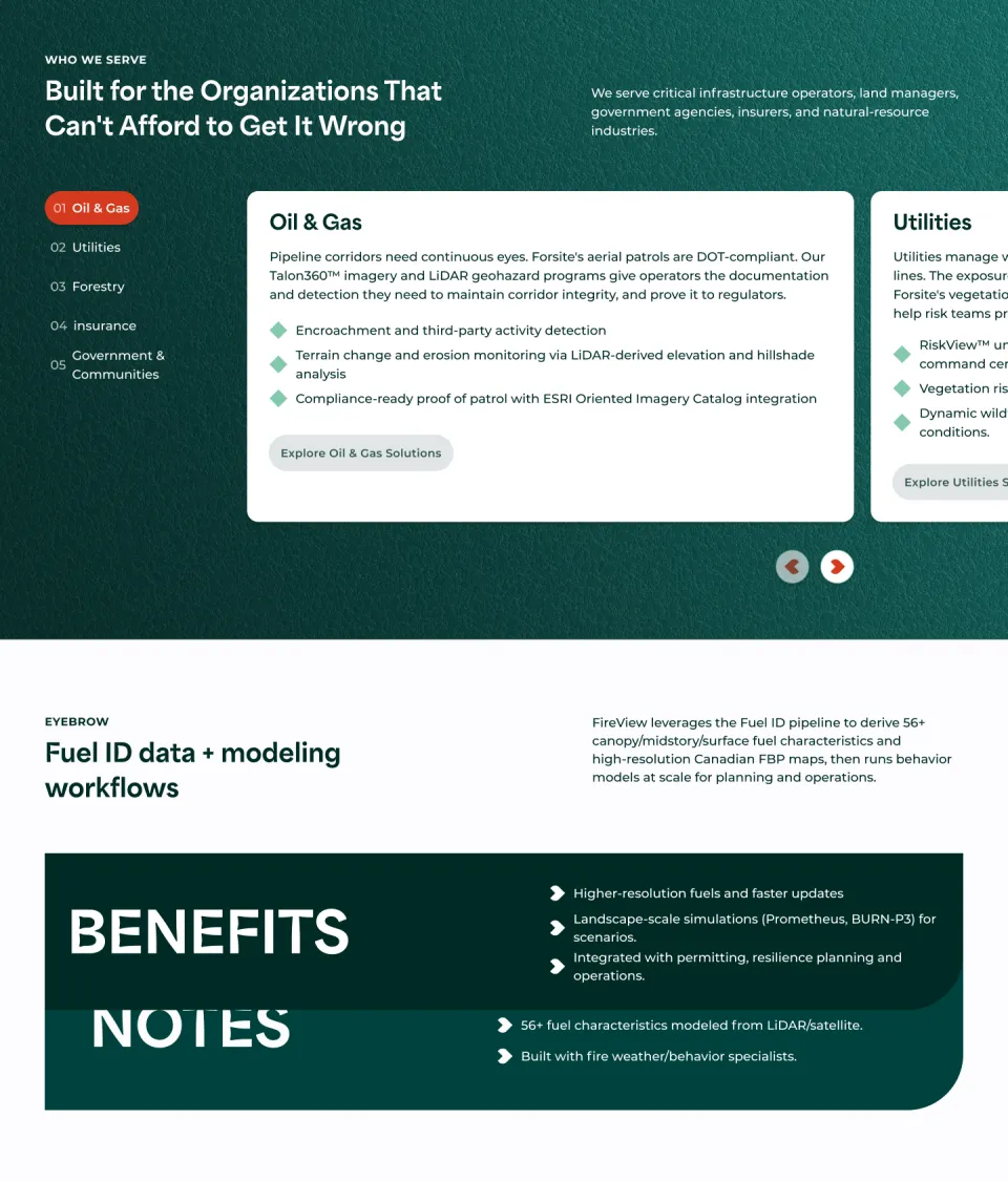 Forsite industries and fuel modeling page designed by L&S Creative