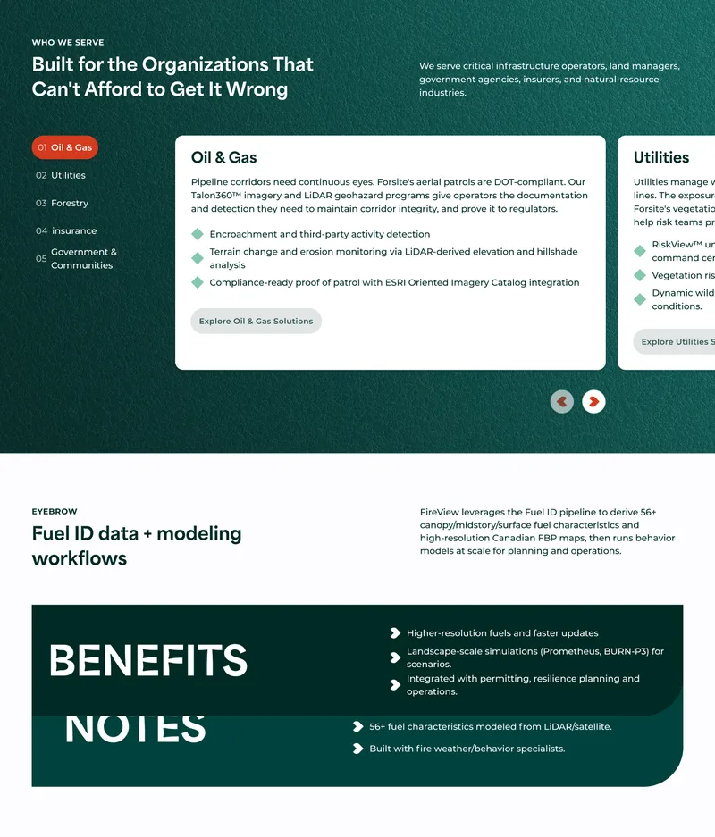 Forsite geospatial website section designed by L&S Creative